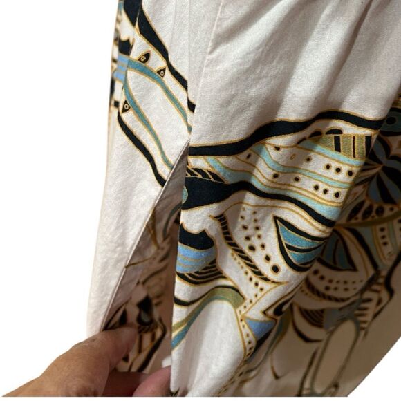 Free People Linvilla Beige Poplin Printed Midi Dress Size 6 - Picture 7 of 8